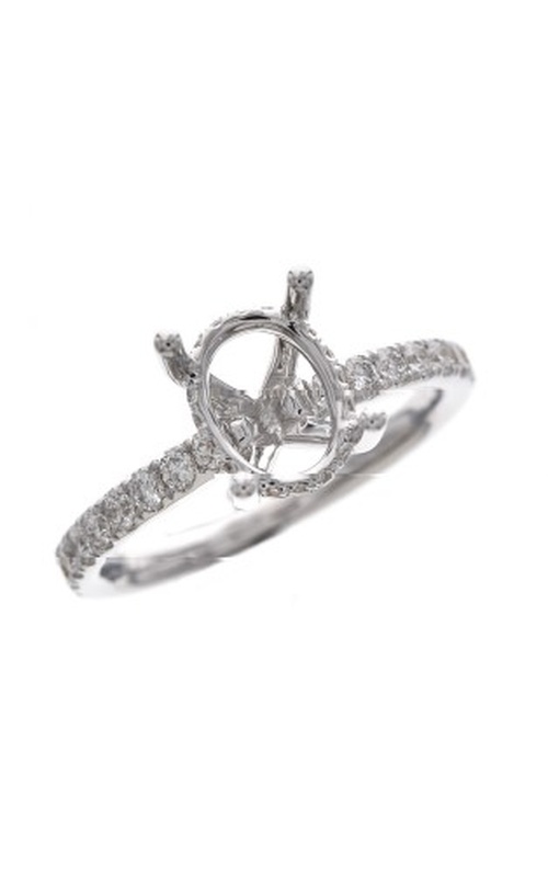 White 18 Karat Semi-Mount Ring Size 7 With 38=0.59Tw Round G/H Si Diamonds