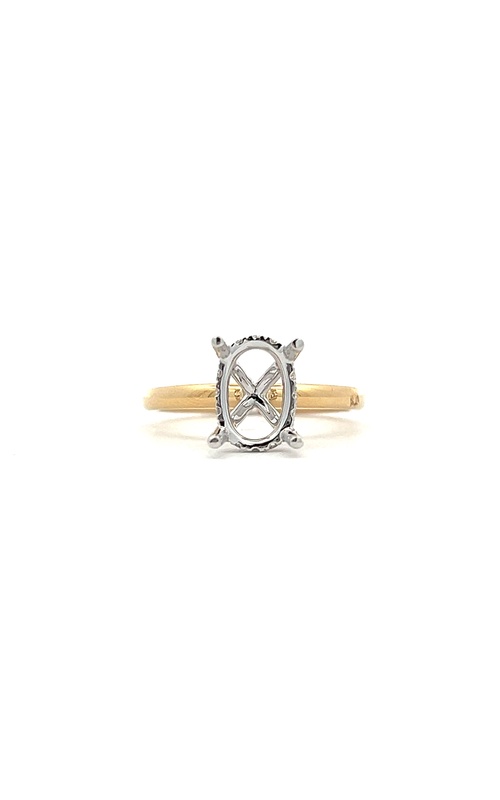 White/Yellow 18 Karat Semi-Mount Ring Size 6.5 With 12=0.13Tw Round G/H Si3 Diamonds