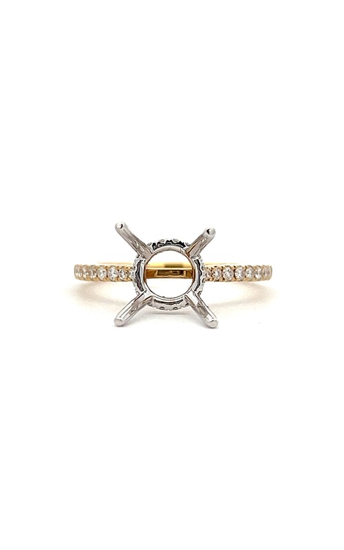 White/Yellow 18 Karat Semi-Mount Ring Size 6.5 With 32=0.26Tw Round G/H Si2 Diamonds