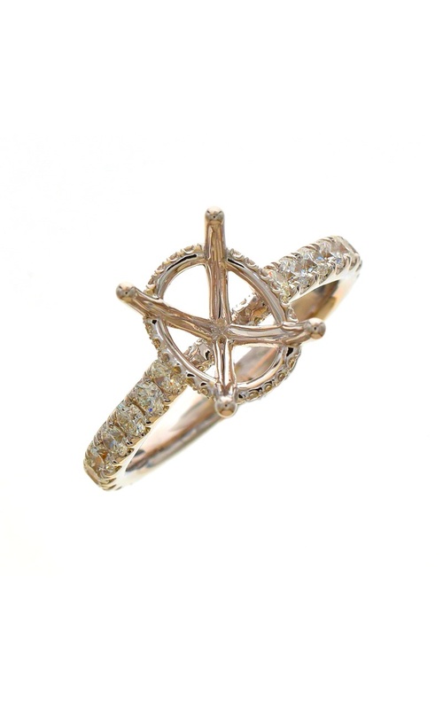 Yellow 18 Karat Semi-Mount Ring Size 7.5 With 92 1.22Tw Round G/H Si Diamonds