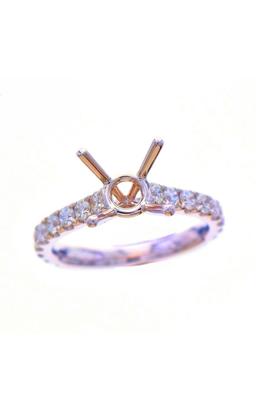 Yellow 18 Karat Semi-Mount Ring Size 6.5 With 18 0.91Tw Round G/H Si Diamonds