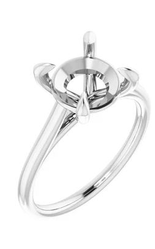 14 Karat White 9mm Round Solitaire Engagement Ring Mounting