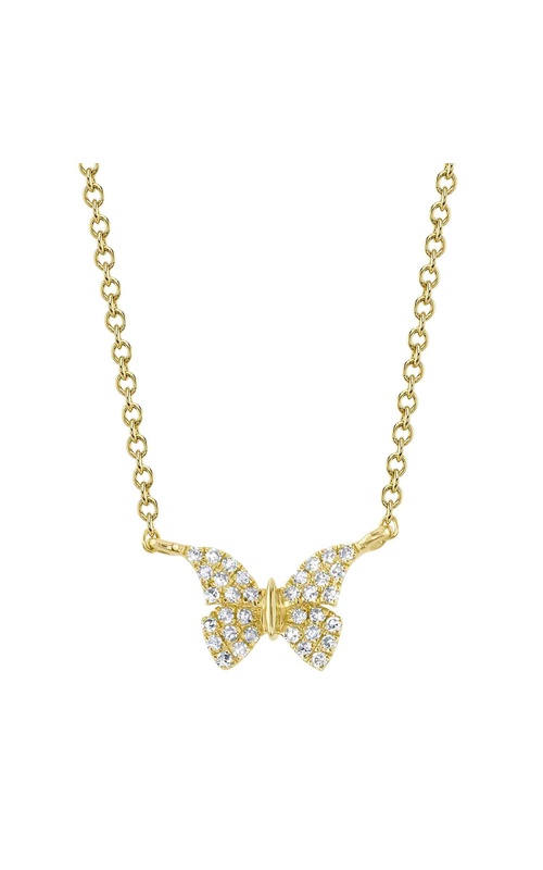 Yellow 14 Karat Diamond Butterfly Necklace With 34 = 0.08Tw Round G/H Si Diamonds