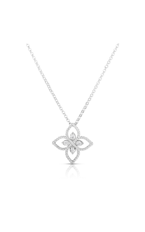 Roberto Coin Principessa Diamond Flower Necklace White 18 Karat Necklace With 4=0.04Tw Round G/H Si1 Diamonds