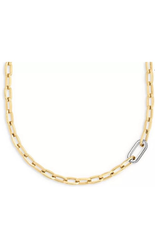 Roberto Coin Yellow/White 18 Karat Diamond Oro Classic Link Paperclip Necklace With 0.78Tw Round G/H Si Diamonds