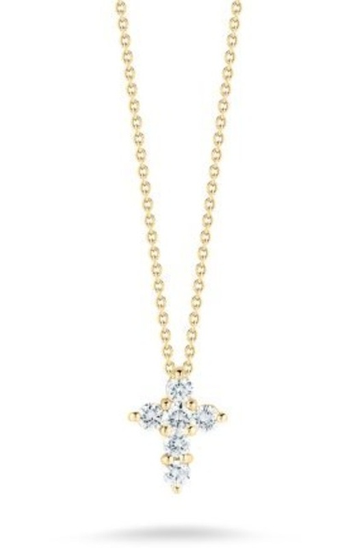 Roberto Coin 18K Yellow Gold Tiny Treasures Mini Diamond Cross Necklace 0.20Ctw