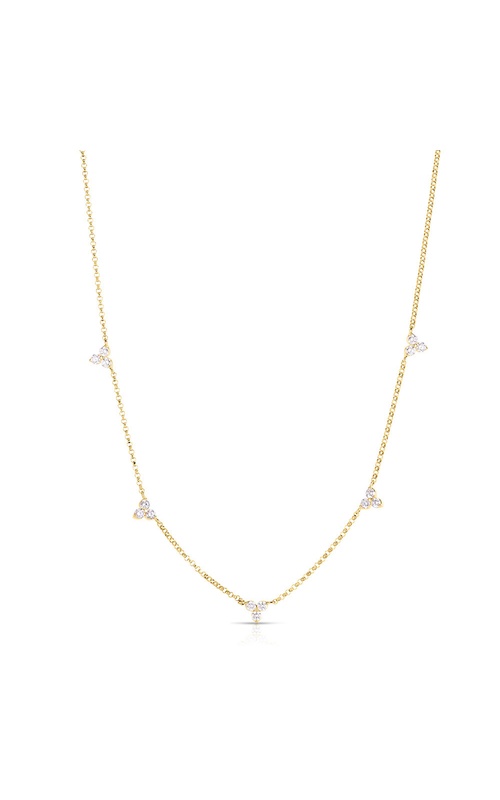 Roberto Coin Yellow 18K Diamond Love By The Inch Necklace 5 Stations With 15=0.48Tw Round G/H Si Diamonds