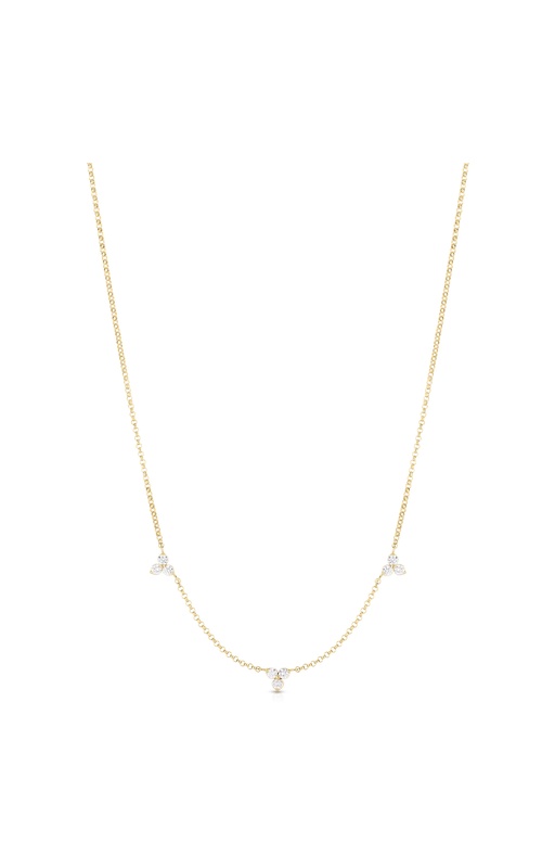Roberto Coin 18K Yellow Gold Diamonds By The Inch 3 Station Flower Necklace With 0.28Tw Round G/H Si Diamonds