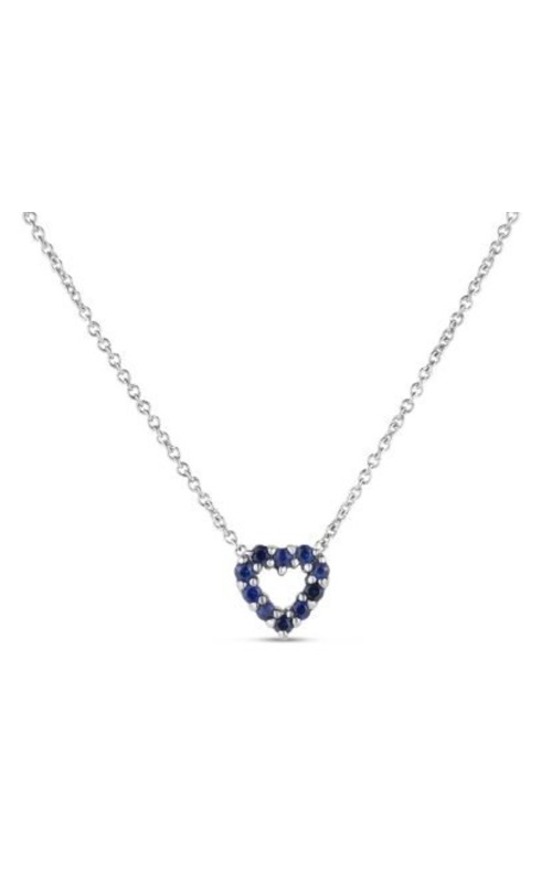 Roberto Coin White 18 Karat Tiny Treasures Necklace Length 18 With 10= 0.10Tw Round G/H Si Diamonds And 10 =0.10Tw Round Sapphires