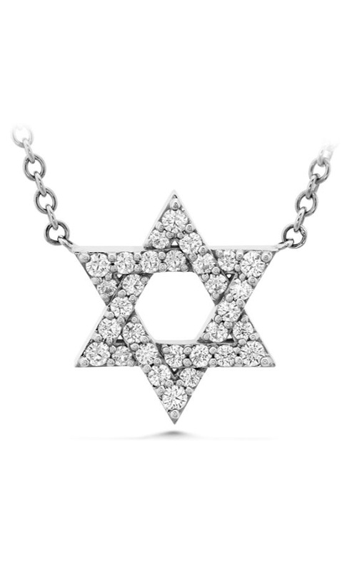 Hearts On Fire White 18 Karat Charmed Star of David Pendant With 30 = 0.18Tw Round G/H Vs-Si Diamonds