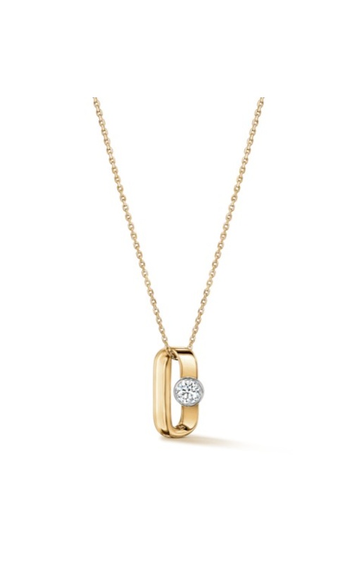 Hearts On Fire White/Yellow 18 Karat Inside/Out Single Diamond Necklace Length 17 With One = 0.15Ct Round G/H Vs Diamond