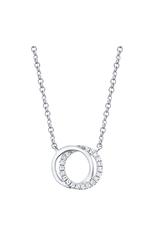 Diamond Love Knot Circle Necklace White 14 Karat Necklace With 20=0.07Tw Round G/H Si Diamonds