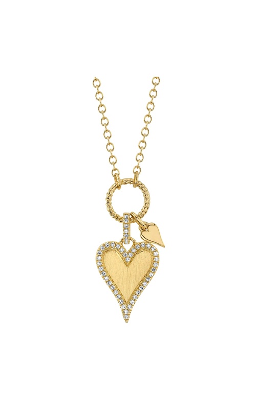 Yellow 14 Karat Diamond Heart Necklace With 46 = 0.12Tw Round G/H Si Diamonds