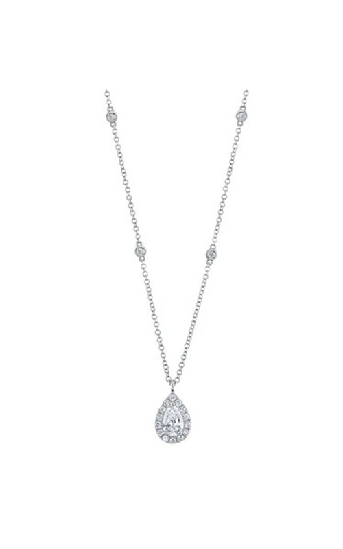 White 14 Karat Pendant Length 18 With One = 0.40Ct Pear G/H Si Diamond And = 0.21Tw Round G/H Si Diamonds
