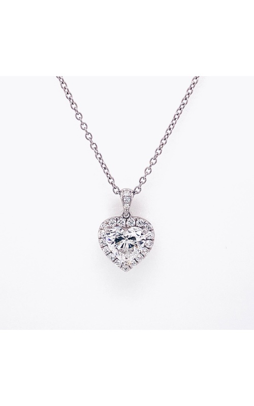 Platinum Pendant Length 18 With 20=0.44Tw Round Diamonds And 1.72Tw Heart G Si1 Diamonds