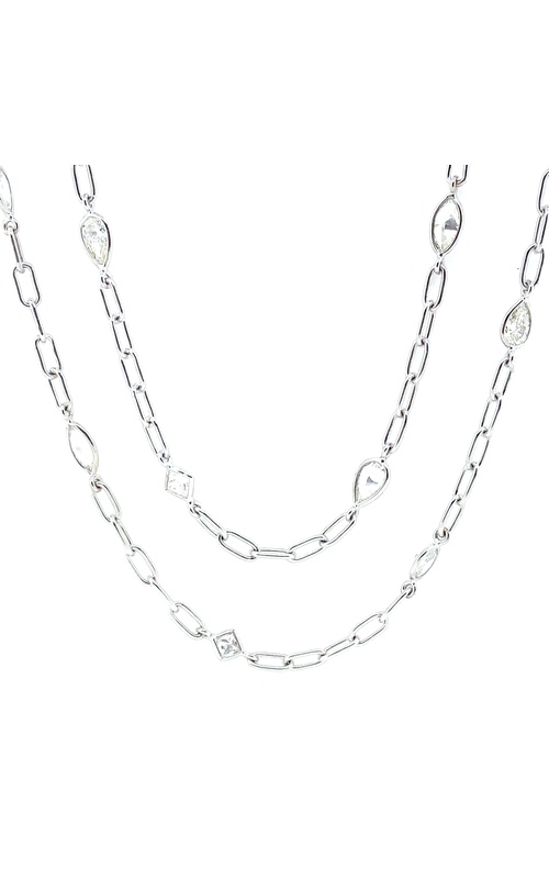 White Polished 14 Karat Diamonds By The Yard Necklace 5=0.82tw Princess Diamonds 4=1.25tw Oval Diamonds 11=3.53tw Pear Diamonds 10=3.05tw Marquise Diamonds