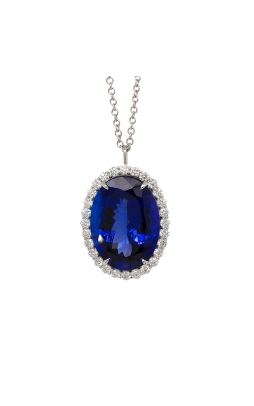 White 18 Karat Necklace Length 18 With 25.99Tw Oval Tanzanite And 28=1.36Tw Round Diamonds