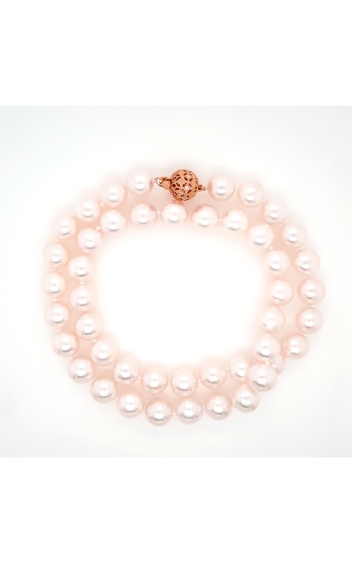 Rose 18 Karat Strand Length 18 With 8=0.06Tw Round Diamonds And 9.00-9.50Mm Akoya Pearls
