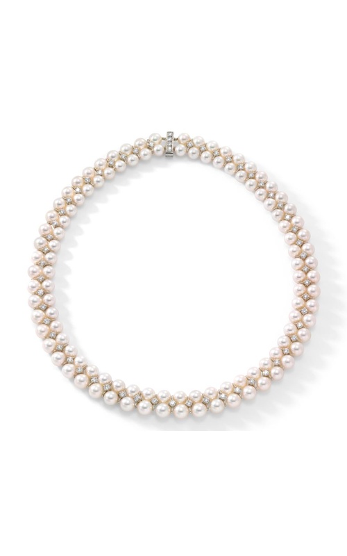 Oscar Heyman Platinum Pearl Diamond Necklace With 58 = 5.94Tw Round Diamonds And 110 Cultured Pearls
