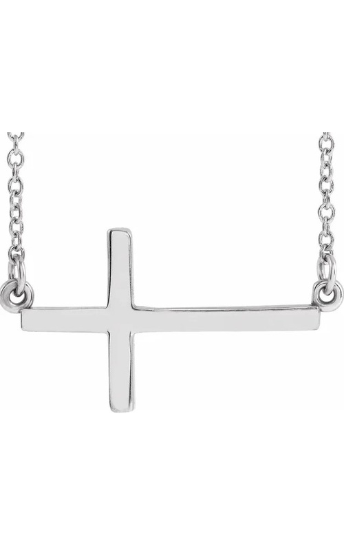 Sterling Silver Sideways Cross Necklace 16-18 Inch Length