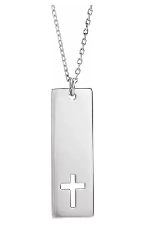 Sterling Silver Engravable Pierced Cross Engravable Bar 16-18 Necklace