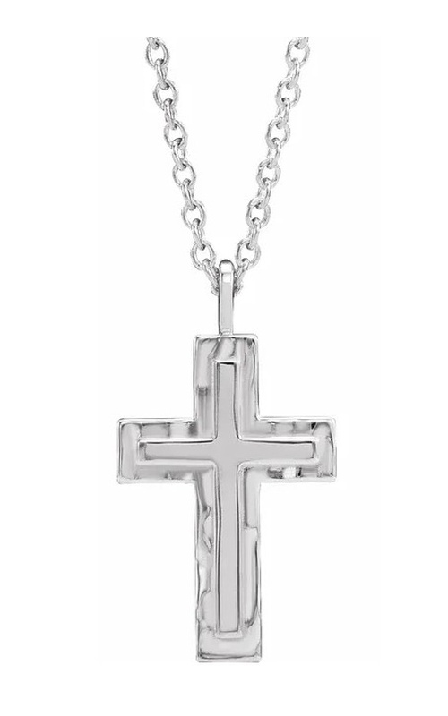Sterling Silver Textured Cross 18 Necklace