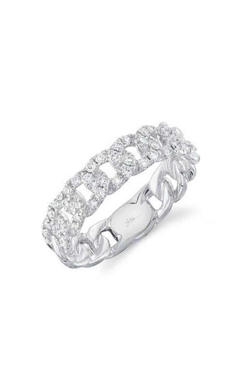 White 14 Karat Fashion Diamond Link Ring Size 8 With 42=0.41Tw Round G/H Si Diamonds