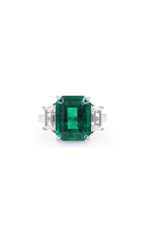 OSCAR HEYMAN PLATINUM RING WITH 1=3.23 COLOMBIAN 2=0.72 TRAPEZOID DIAMONDS