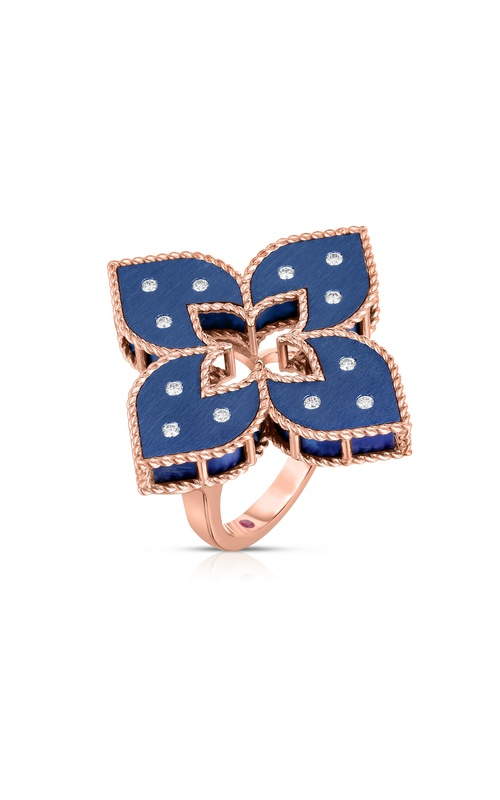 Roberto Coin 18K Rose 12=0.15 TW Venetian Princess Diamond & Titanium Flower Ring