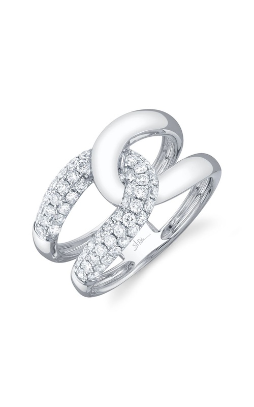 White 14 Karat Diamond Lady's Fashion Ring With 53=0.71Tw Round G/H Si Diamonds