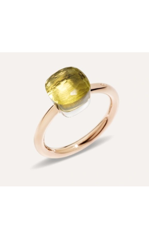 Pomellato Ring Nudo Petit White/Rose 18 Karat Fashion Ring Size 53 With One C Lemon Quartz