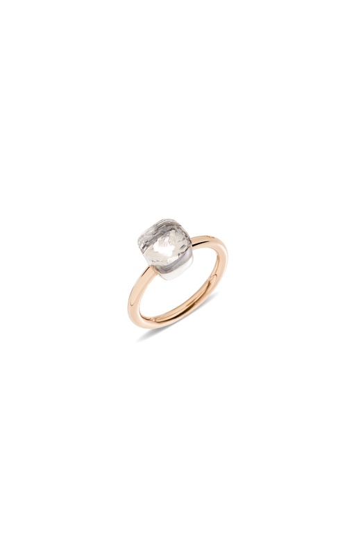 Pomellato - Ring Nudo Petit White Topaz White/Rose 18 Karat Fashion Ring Size 53 With One 6.50Ct Cushion White Topaz