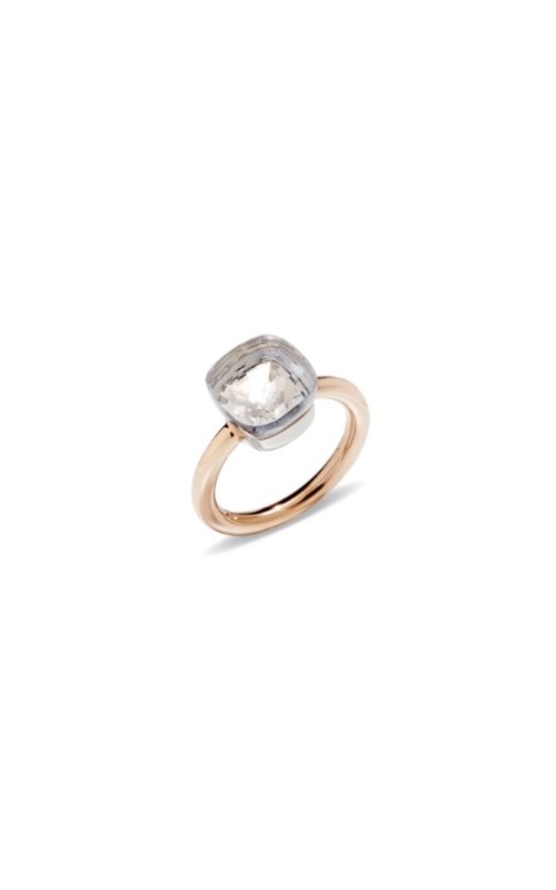 Pomellato Ring Nudo Classic Rose 18 Karat Fashion Ring Size 54 With Cushion White Topaz