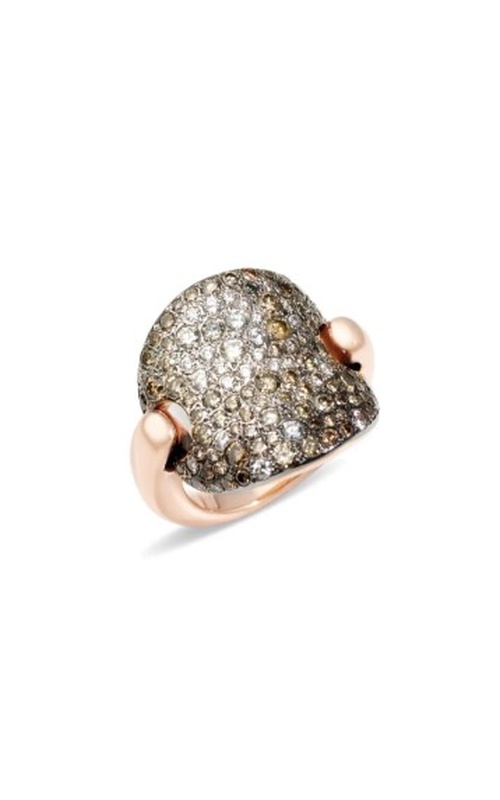 Pomellato Rose 18 Karat Sabbia Ring Size 54With 30 = 0.50Tw Round G/H Vvs-Vs Diamonds And 87 = 1.80Tw Round Brown Vvs-Vs Diamonds