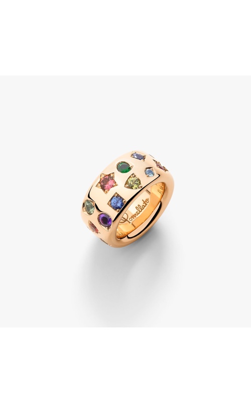 POMELLATO 18K ROSE GOLD ICONICA LARGE MULTI COLOR RING SIZE 55