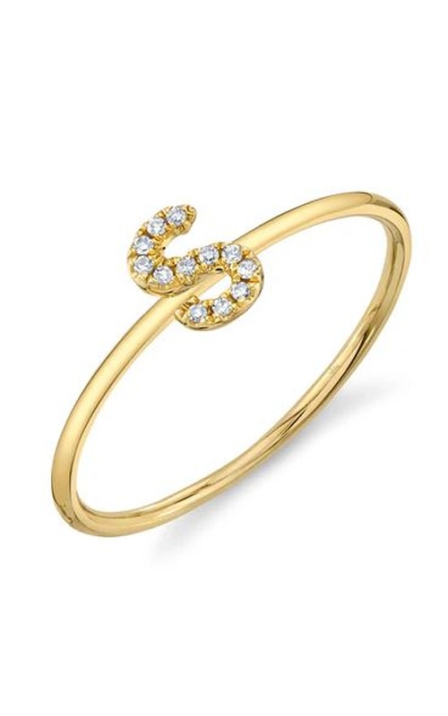 Yellow 14 Karat Diamond Ring Initial S with 13=0.04Tw Round GH SI Diamonds