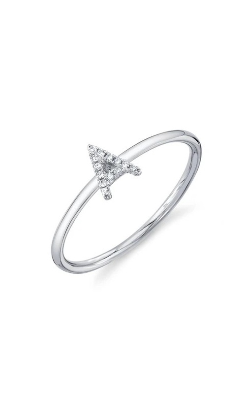 White 14 Karat Initial A Ring Size 7 With 13 = 0.04Tw Round G/H Si Diamonds