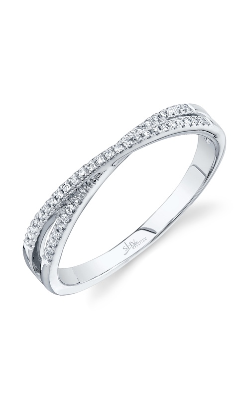 White Polished 14 Karat Fashion Ring Size 7 With 42=0.09Tw Round G/H Si Diamonds