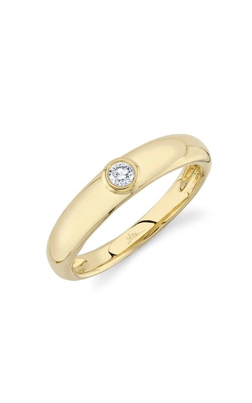 Yellow 14 Karat Diamond Bezel Band Size 7 With One 0.10Ct Round G/H Si Diamond