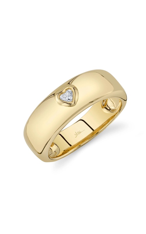 Yellow 14 Karat Fashion Ring Size 7 With One 0.09Ct Heart G/H Si Diamond