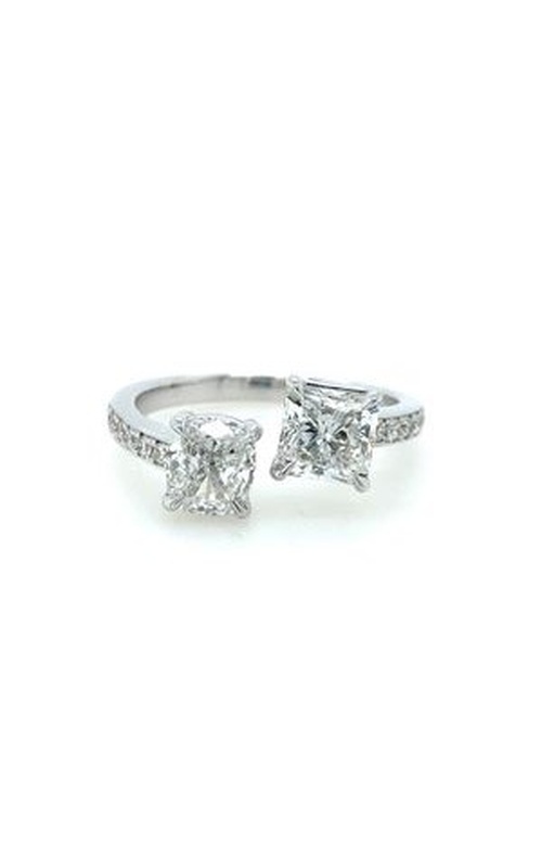 White 18 Karat Ring Size 6.5 With One 1.02Ct FM Radiant E Vs1 Diamond, One 0.91Ct GIA Cushion E Vs1 Diamond And 0.28 Twt Round Diamonds on Shank