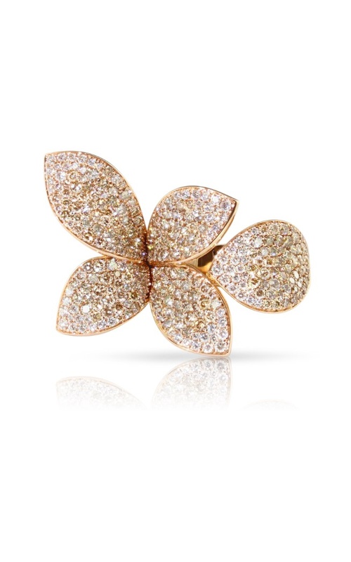 Pasquale Bruni Giardini Segreti Ring Rose 18 Karat Fashion Ring Size 6.5 With 224=2.52Tw Round Champagne Diamonds And 73=0.51Tw Round White Diamonds