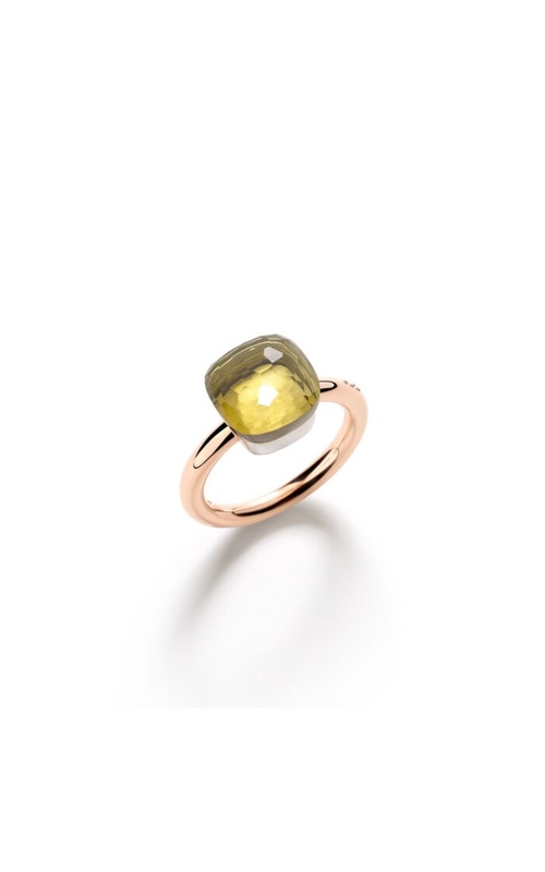 Pomellato Ring Nudo Classic Rose/White 18 Karat Ring With One Cushion lemon quartz
