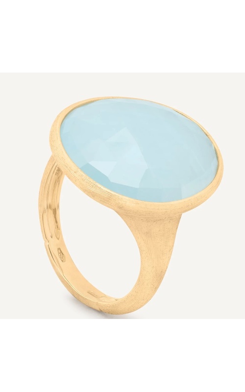 Marco Bicego Yellow 18 Karat Lunaria Ring Size 7 With One Oval Aquamarine