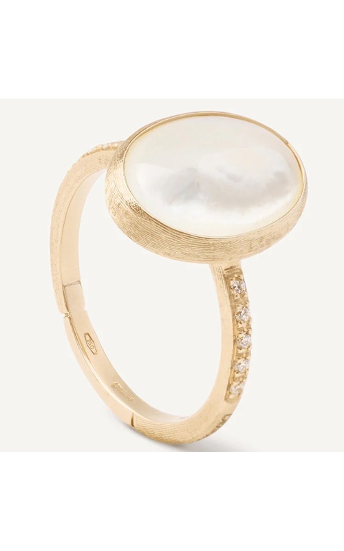 Marco Bicego Siviglia Yellow 18 Karat Ring With = Cabochon Mother Of Pearls And = 0.07Tw Round Diamonds