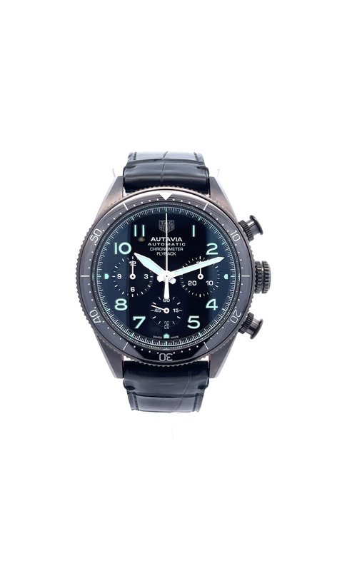 PRE-OWNED TAG HEUER AUTAVIA CHRONOMETER FLYBACK SS 42MM BLACK DIAL- BOX AND PAPERS CIRCA 2023 (2 YEAR HELLER WARRANTY)