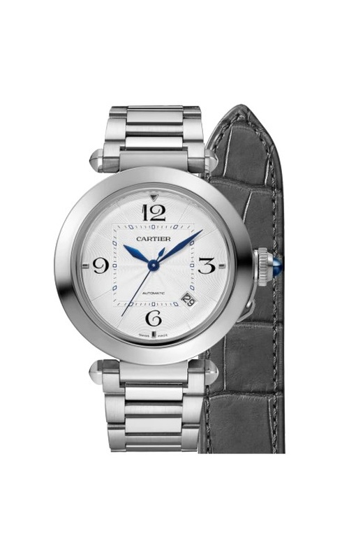 PRE-OWNED CARTIER PASHA 41MM SS AUTOMATIC SILVER DIAL SS & BRACELET WITH 2ND STRAP - WSPA0009 / 4266361412AX - BOX & PAPERS CIRCA 2025