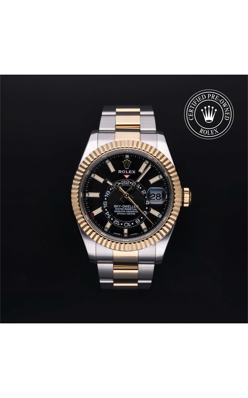 RCPO ROLEX 42MM SKY-DWELLER S8Y FLUTED BEZEL BLACK INDEX DIAL OYSTER BRACELET - 326933 / 064J9219 - BOX & PAPERS CIRCA 2022