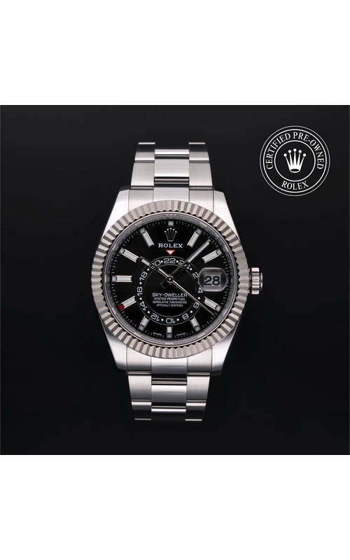 RCPO ROLEX 42MM SKY DWELLER S8W FLUTED BEZEL BRIGHT BLACK INDEX OYSTER BRACELET - 326934 / R4741068 - BOX & PAPERS CIRCA 2023