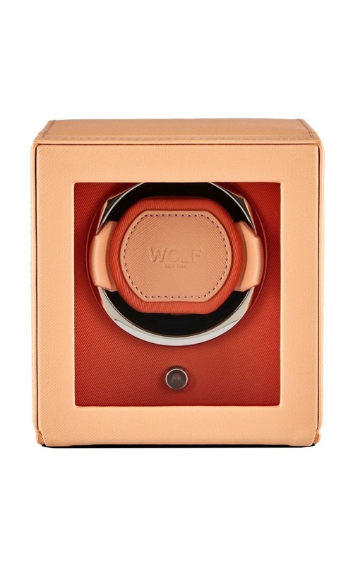 Cub Seltzer Single Watch Winder with Cover - Peach/Orange